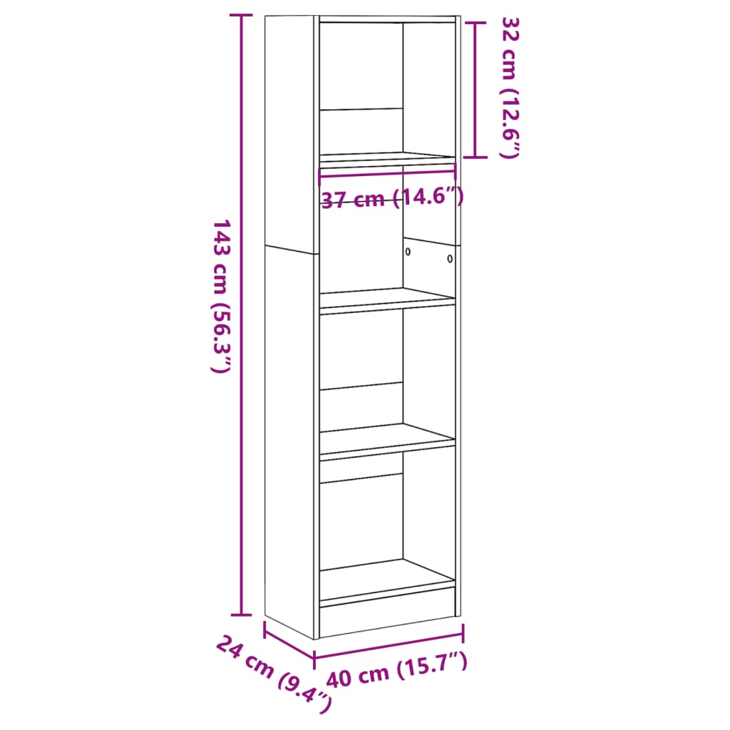 Libreria Rovere Sonoma 40x24x143 cm in Legno Multistrato