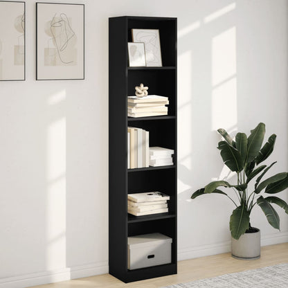 Libreria Nera 40x24x176 cm in Legno Multistrato