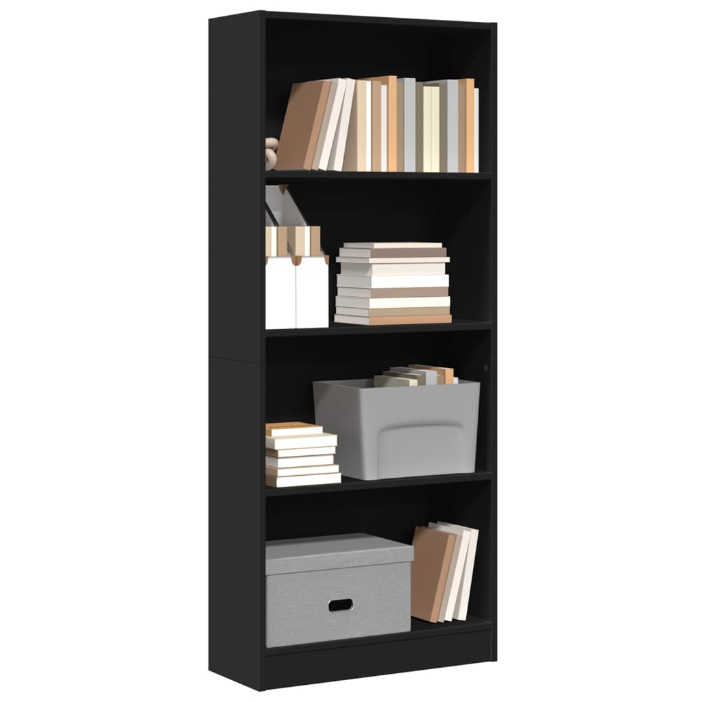 Libreria Nera 60x24x143 cm in Legno Multistrato