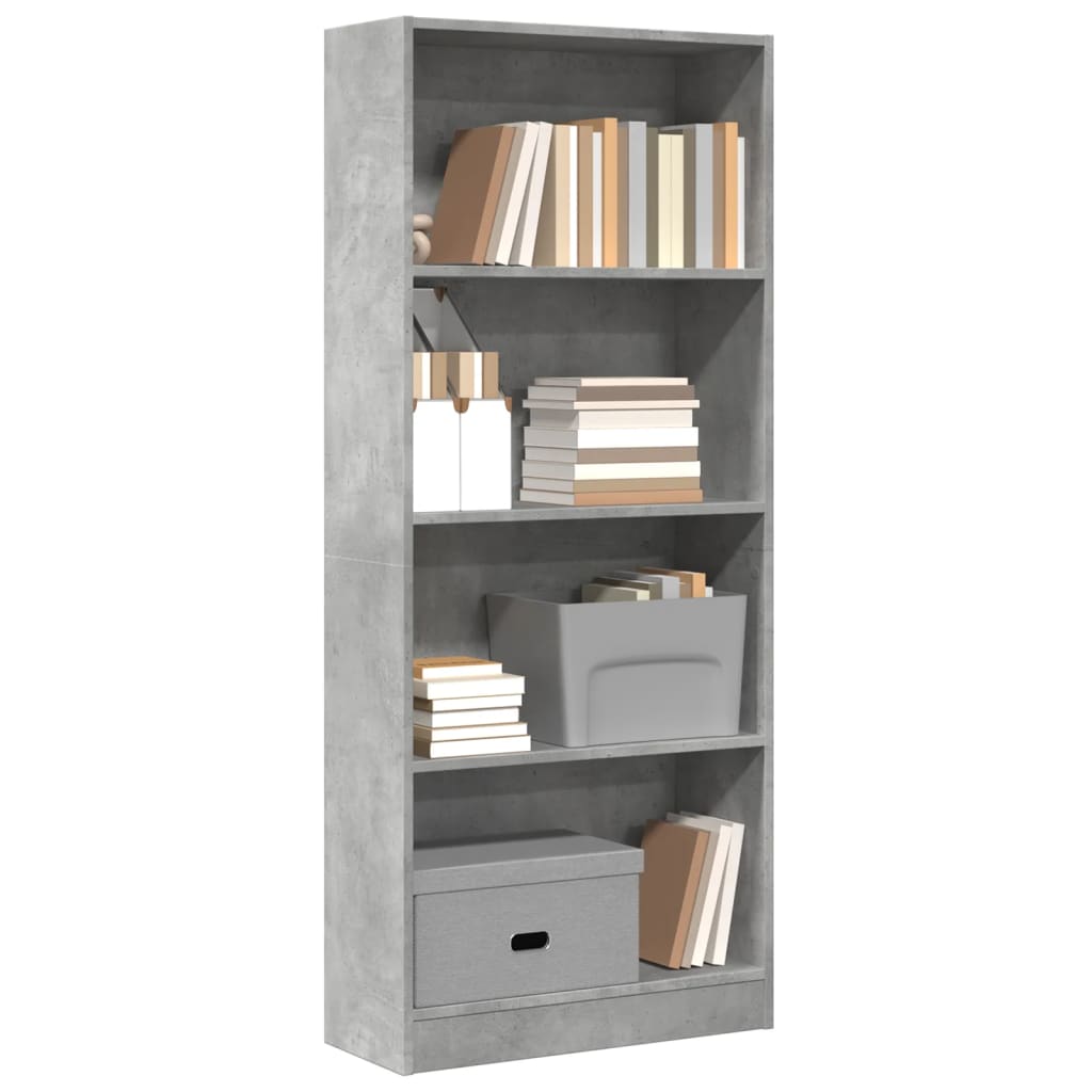 Libreria Grigio Cemento 60x24x143 cm in Legno Multistrato