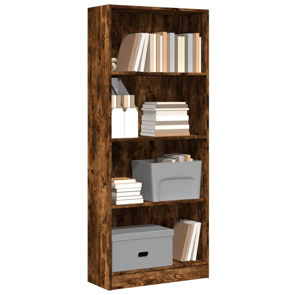 Libreria Rovere Fumo 60x24x143 cm in Legno Multistrato