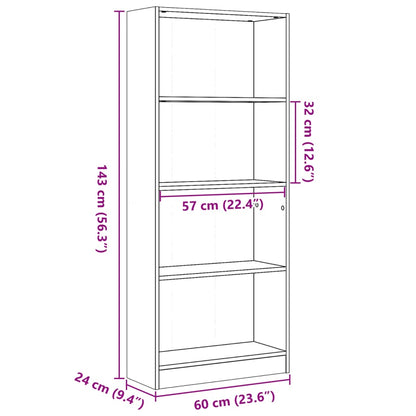 Libreria Legno Antico 60x24x143 cm in Legno Multistrato