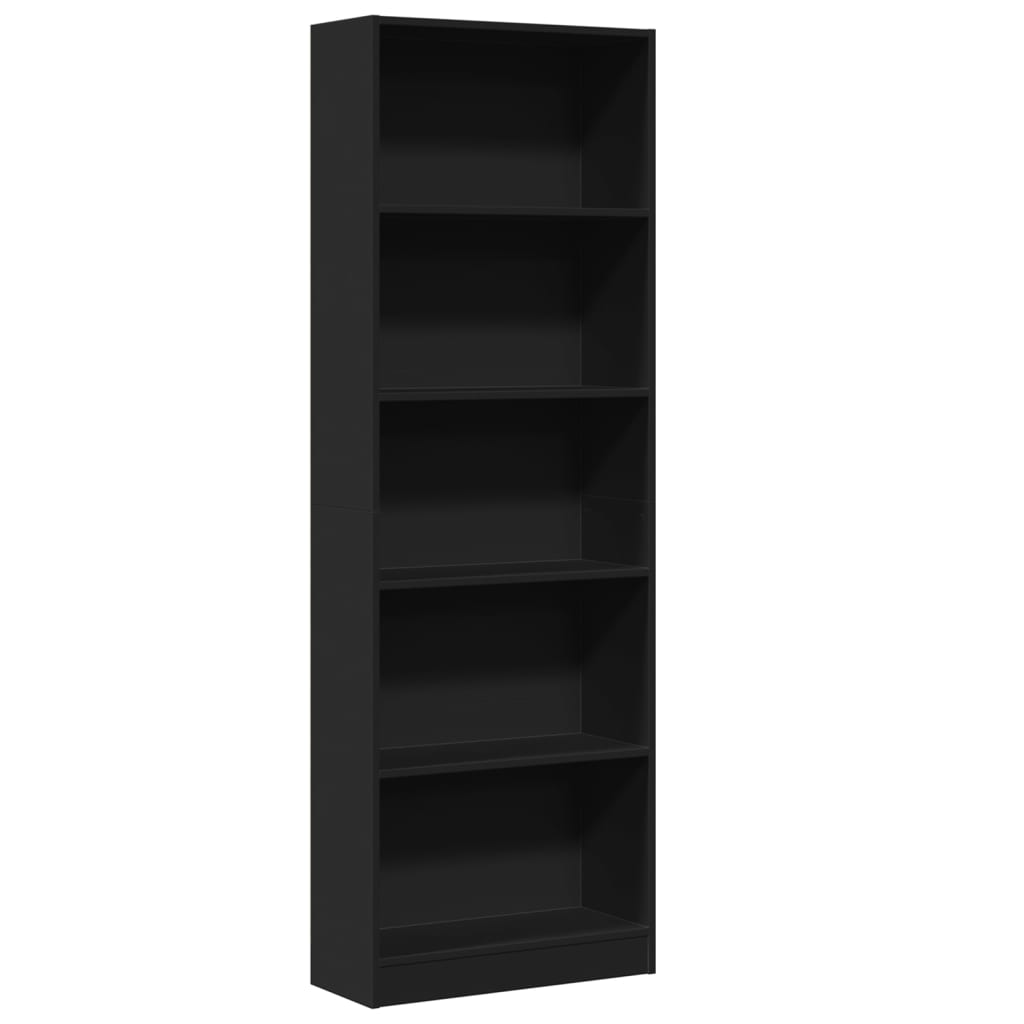 Libreria Nera 60x24x176 cm in Legno Multistrato