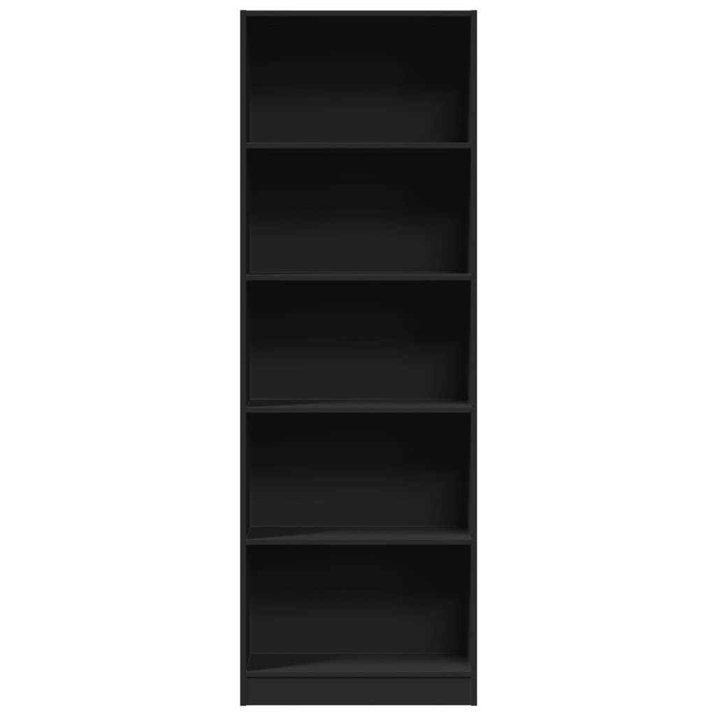 Libreria Nera 60x24x176 cm in Legno Multistrato