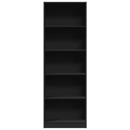 Libreria Nera 60x24x176 cm in Legno Multistrato