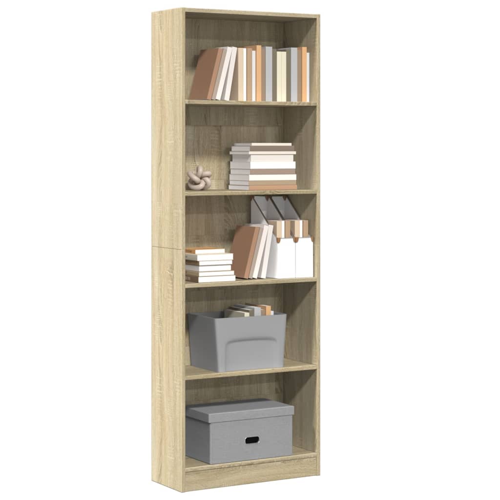 Libreria Rovere Sonoma 60x24x176 cm in Legno Multistrato