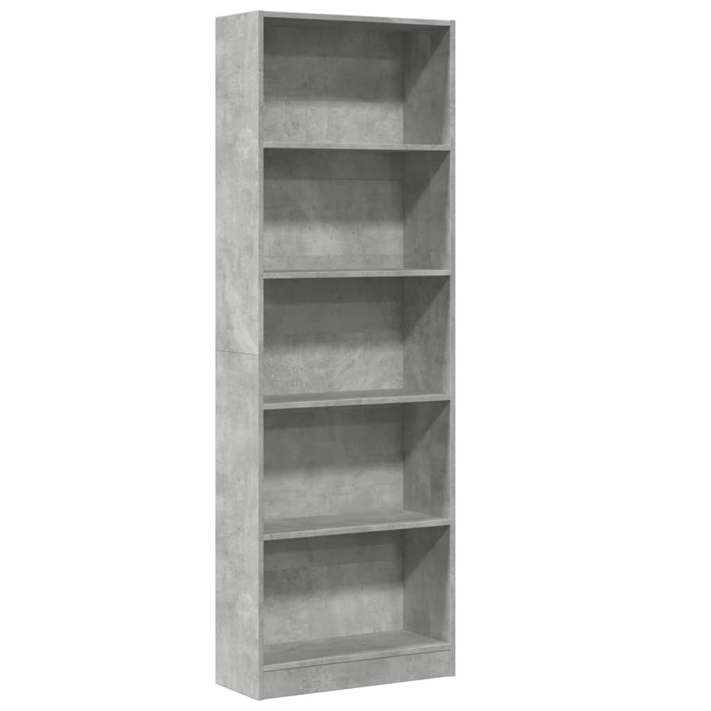 Libreria Grigio Cemento 60x24x176 cm in Legno Multistrato