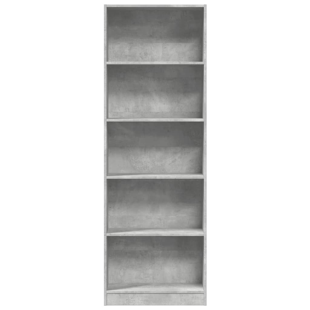 Libreria Grigio Cemento 60x24x176 cm in Legno Multistrato