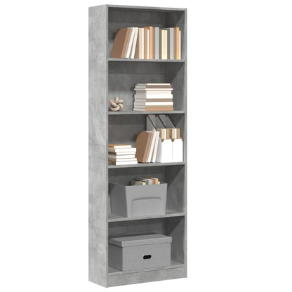 Libreria Grigio Cemento 60x24x176 cm in Legno Multistrato