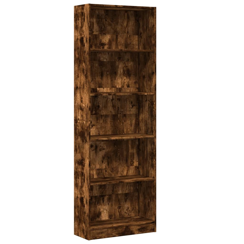 Libreria Rovere Fumo 60x24x176 cm in Legno Multistrato