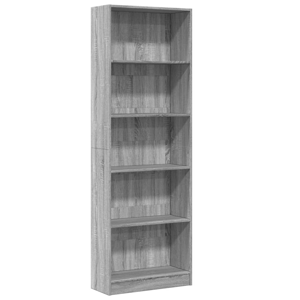 Libreria Grigio Sonoma 60x24x176 cm in Legno Multistrato