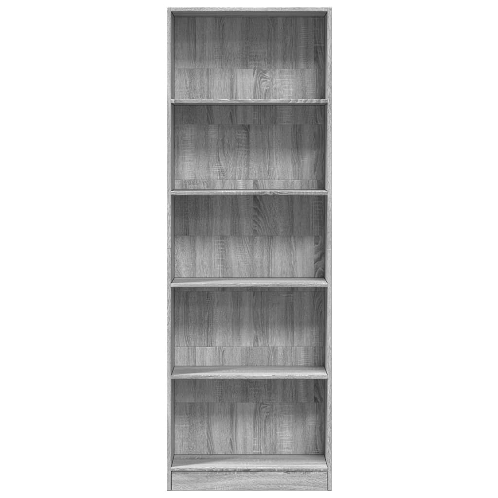 Libreria Grigio Sonoma 60x24x176 cm in Legno Multistrato