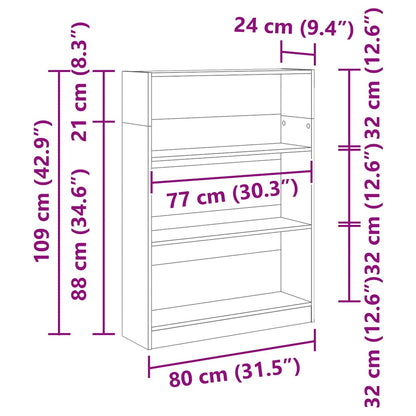 Libreria Bianca 80x24x109 cm in Legno Multistrato | homemem39