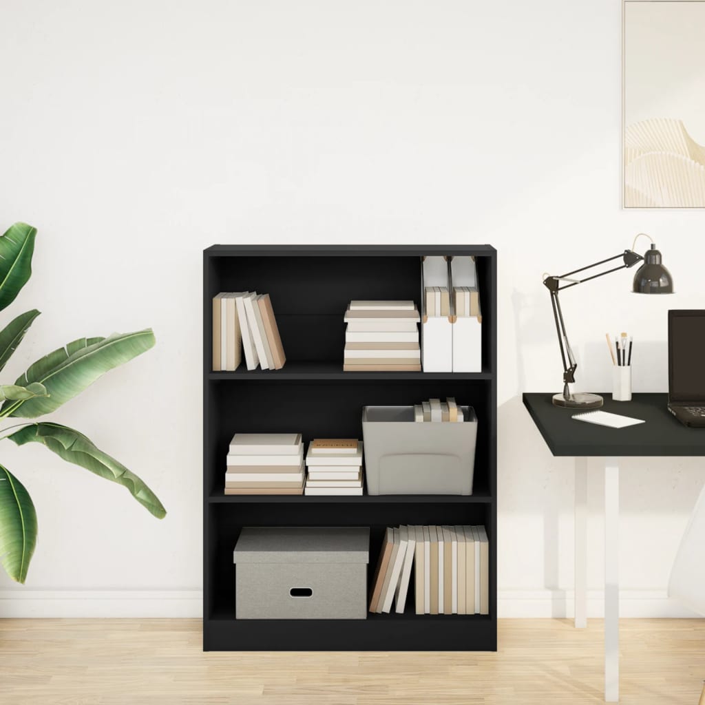 Libreria Nera 80x24x109 cm in Legno Multistrato