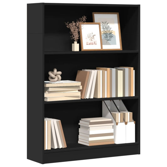 Libreria Nera 80x24x109 cm in Legno Multistrato