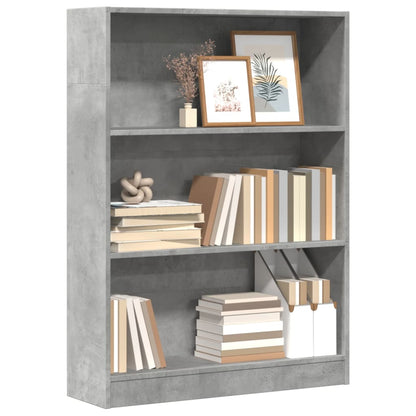 Libreria Grigio Cemento 80x24x109 cm in Legno Multistrato