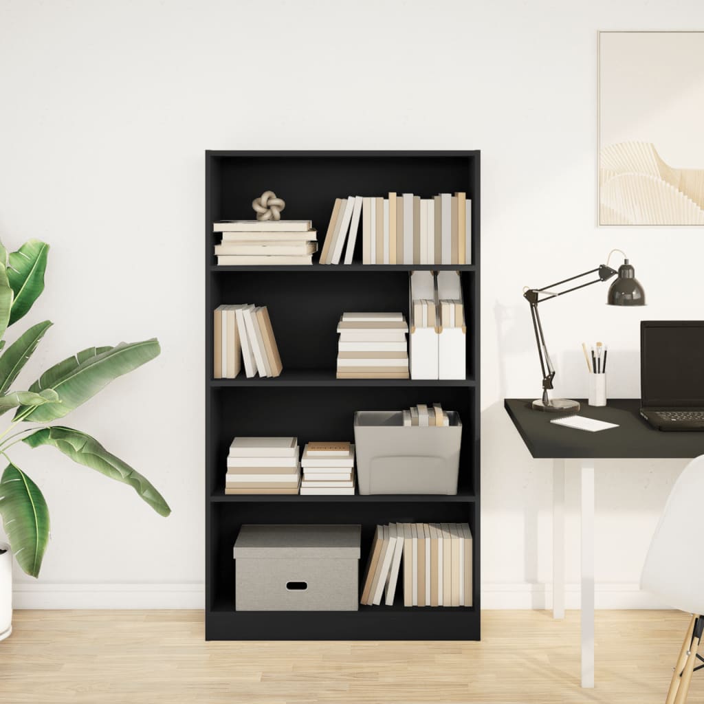 Libreria Nera 80x24x143 cm in Legno Multistrato