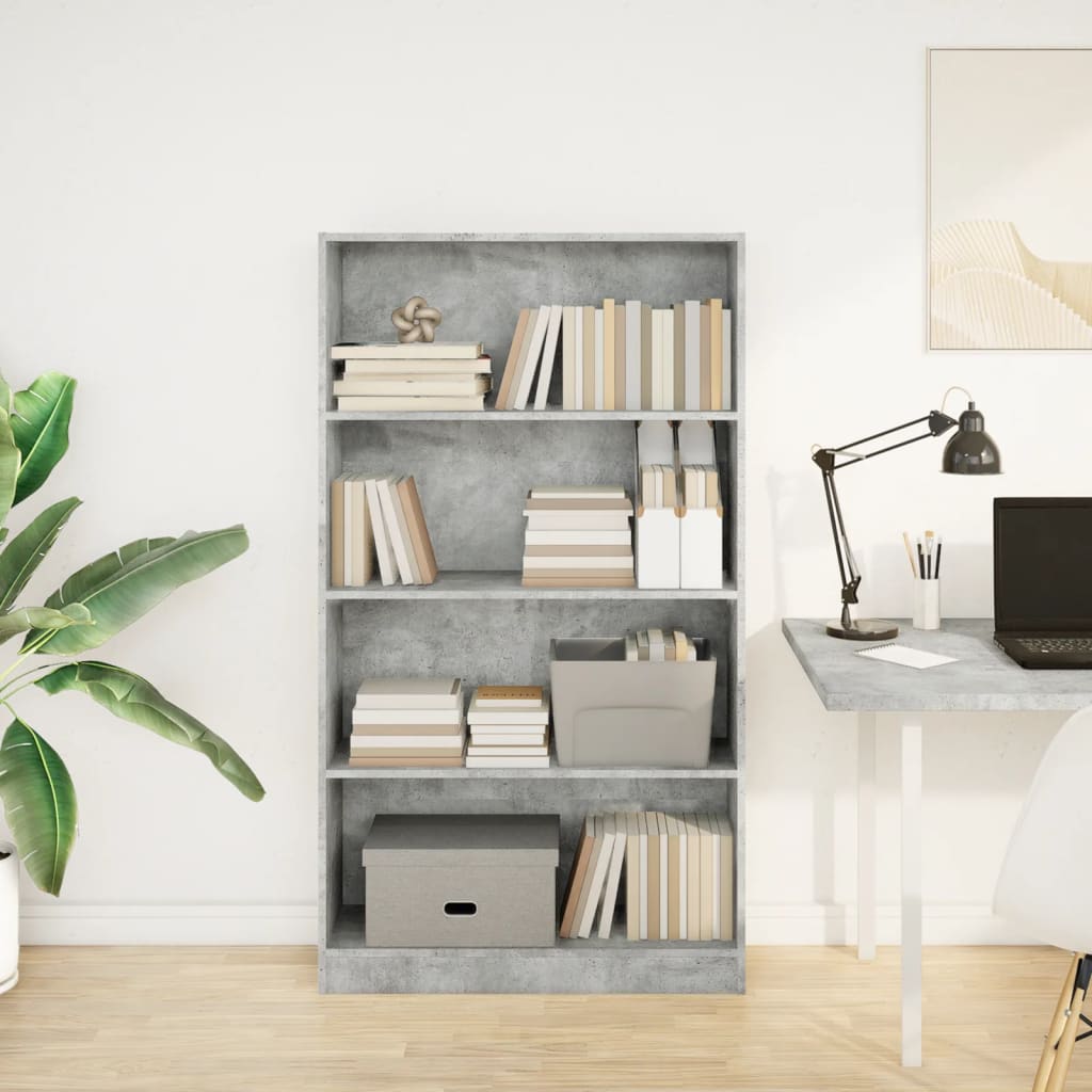 Libreria Grigio Cemento 80x24x143 cm in Legno Multistrato