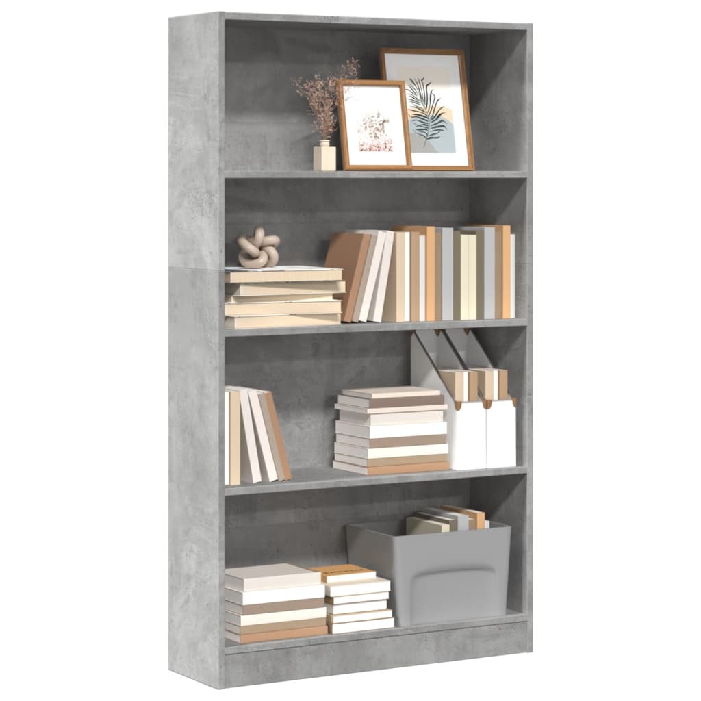 Libreria Grigio Cemento 80x24x143 cm in Legno Multistrato