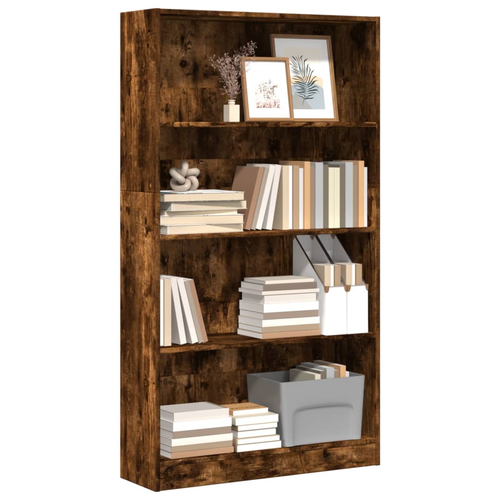 Libreria Rovere Fumo 80x24x143 cm in Legno Multistrato