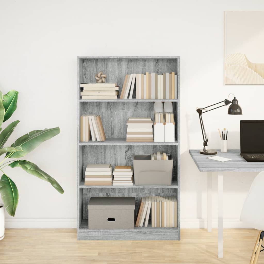 Libreria Grigio Sonoma 80x24x143 cm in Legno Multistrato