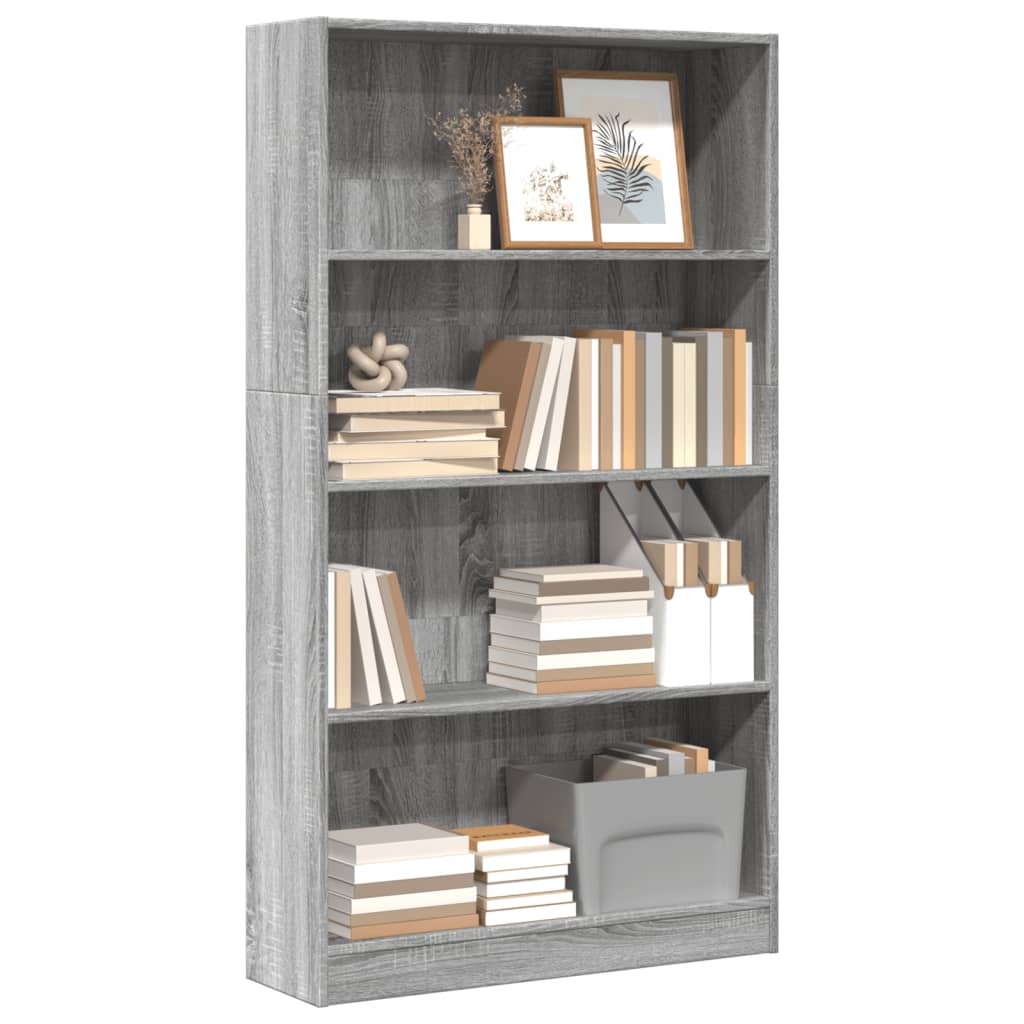 Libreria Grigio Sonoma 80x24x143 cm in Legno Multistrato