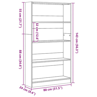 Libreria Rovere Marrone 80x24x143 cm in Legno Multistrato