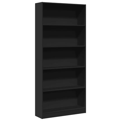 Libreria Nera 80x24x176 cm in Legno Multistrato