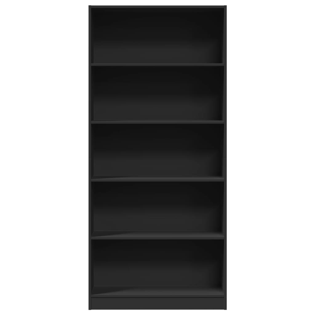 Libreria Nera 80x24x176 cm in Legno Multistrato