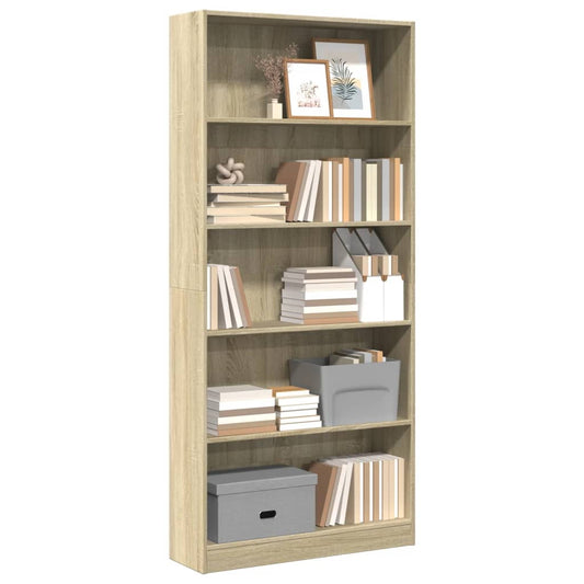 Libreria Rovere Sonoma 80x24x176 cm in Legno Multistrato