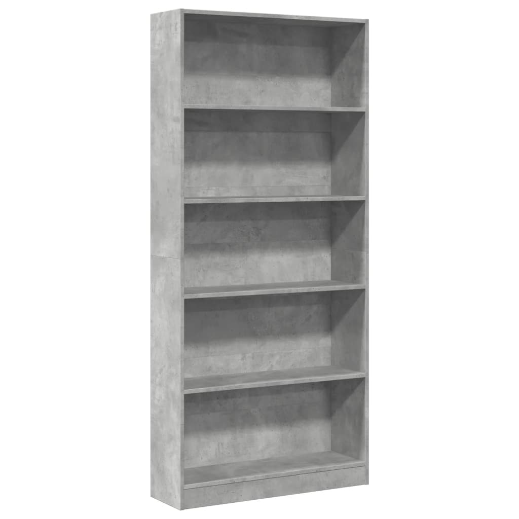 Libreria Grigio Cemento 80x24x176 cm in Legno Multistrato