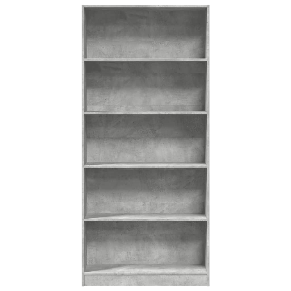 Libreria Grigio Cemento 80x24x176 cm in Legno Multistrato