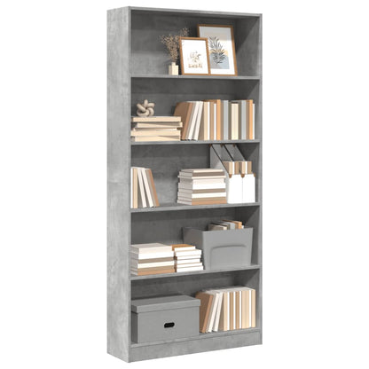 Libreria Grigio Cemento 80x24x176 cm in Legno Multistrato