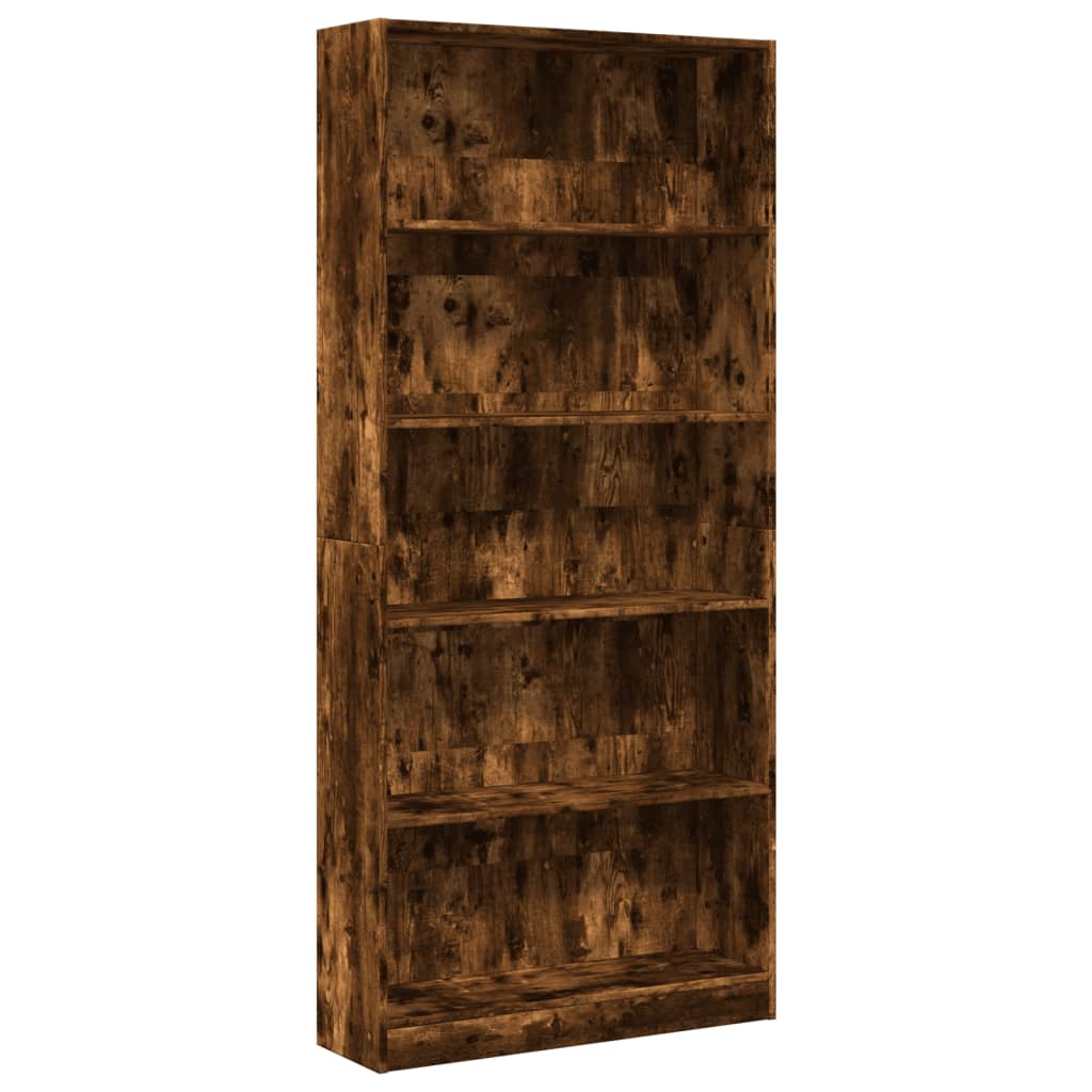 Libreria Rovere Fumo 80x24x176 cm in Legno Multistrato