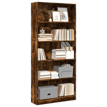 Libreria Rovere Fumo 80x24x176 cm in Legno Multistrato