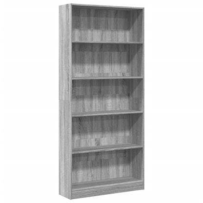 Libreria Grigio Sonoma 80x24x176 cm in Legno Multistrato