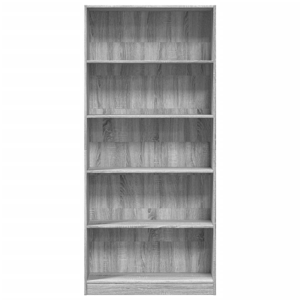 Libreria Grigio Sonoma 80x24x176 cm in Legno Multistrato