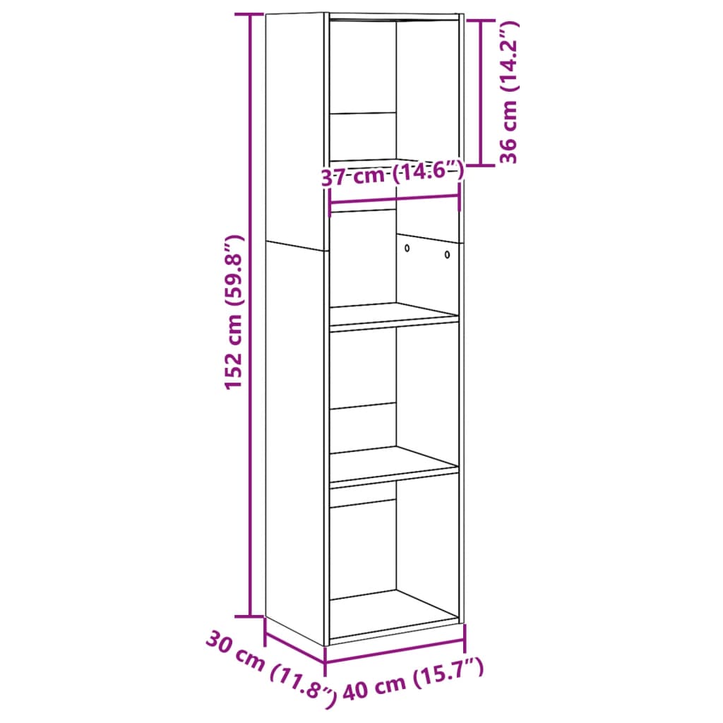 Libreria Bianca 40x30x152 cm in Legno Multistrato