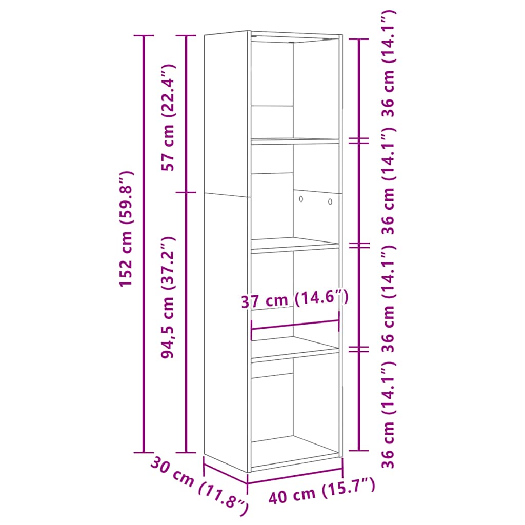 Libreria Bianca 40x30x152 cm in Legno Multistrato | homemem39