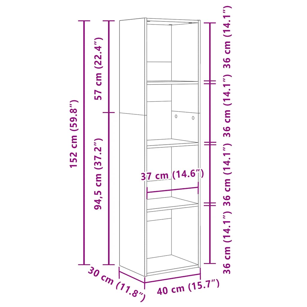 Libreria Rovere Fumo 40x30x152 cm in Legno Multistrato | homemem39