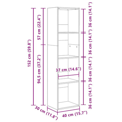 Libreria Rovere Fumo 40x30x152 cm in Legno Multistrato | homemem39