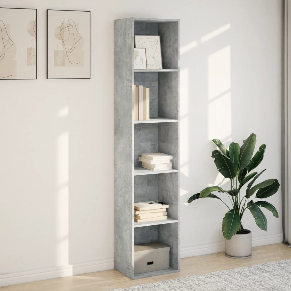 Libreria Grigio Cemento 40x30x189 cm in Legno Multistrato