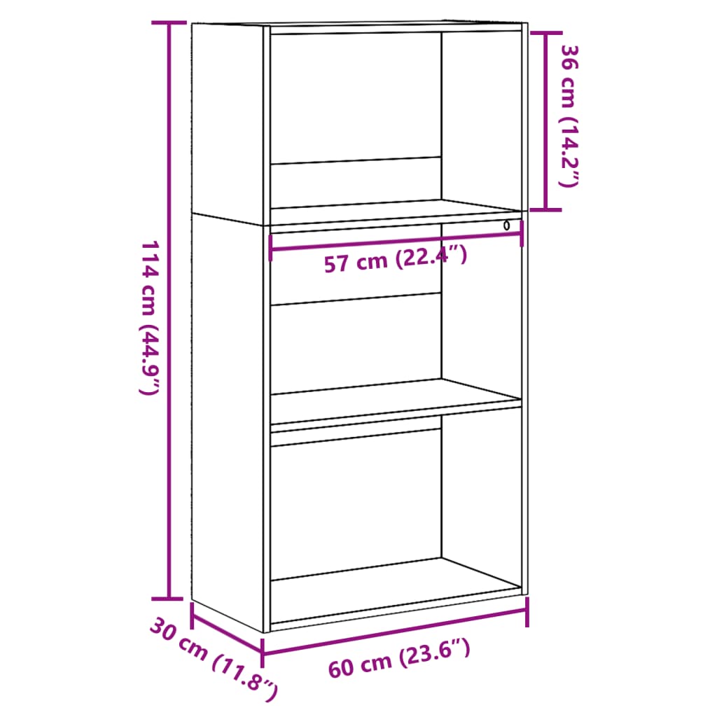 Libreria Bianca 60x30x114 cm in Legno Multistrato