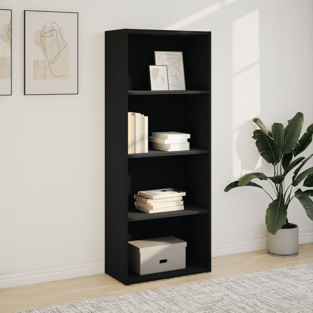 Libreria Nera 60x30x152 cm in Legno Multistrato