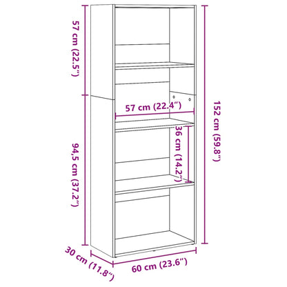 Libreria Nera 60x30x152 cm in Legno Multistrato