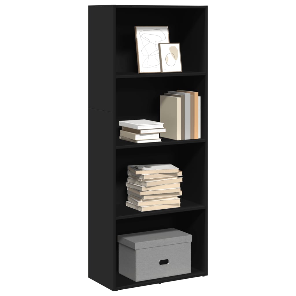 Libreria Nera 60x30x152 cm in Legno Multistrato