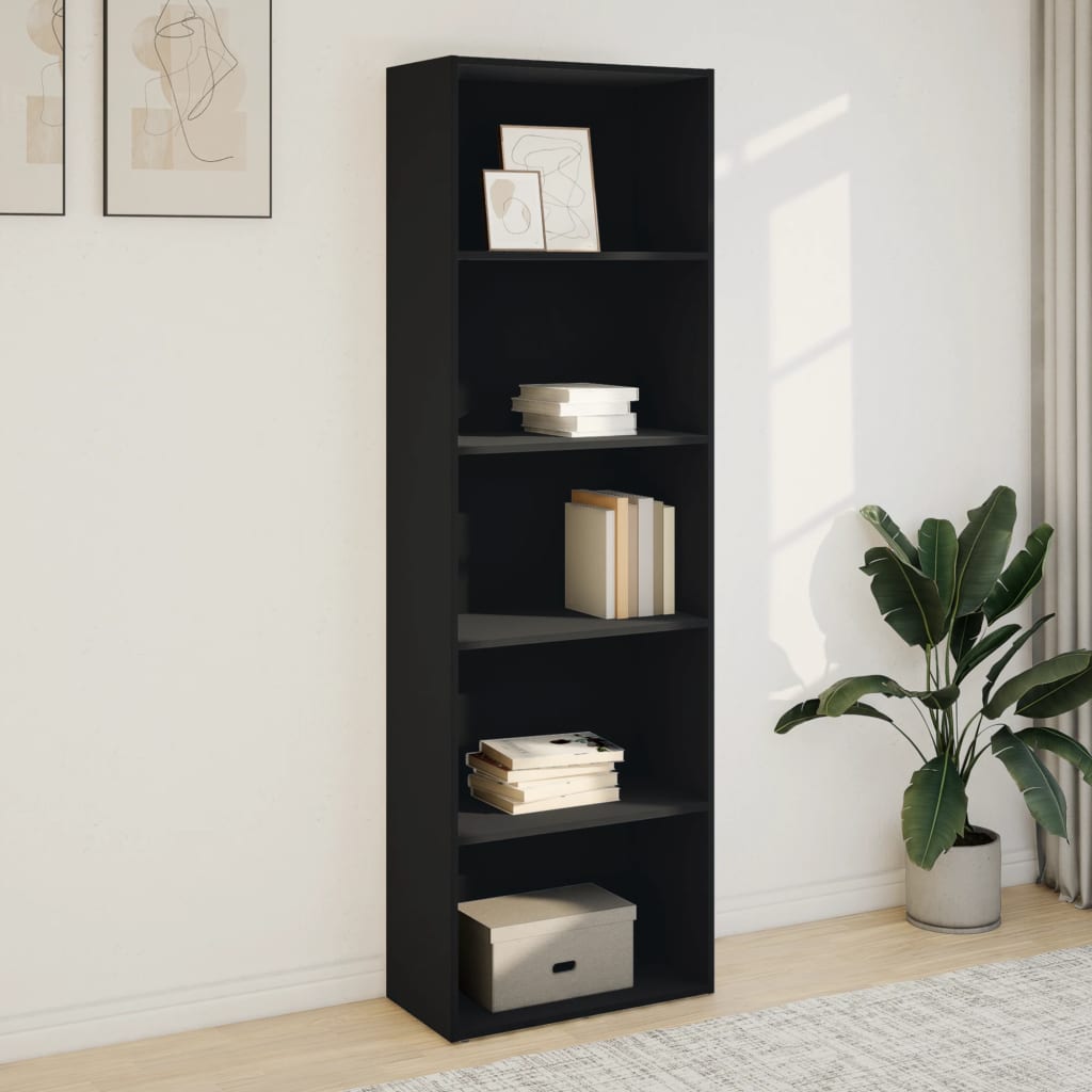 Libreria Nera 60x30x189 cm in Legno Multistrato