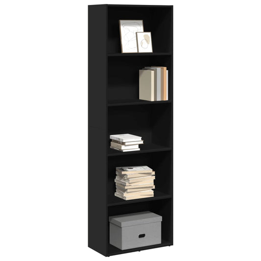 Libreria Nera 60x30x189 cm in Legno Multistrato