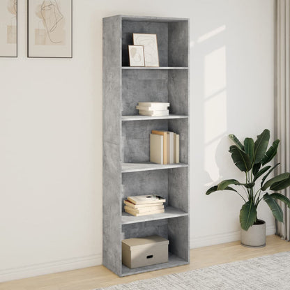 Libreria Grigio Cemento 60x30x189 cm in Legno Multistrato