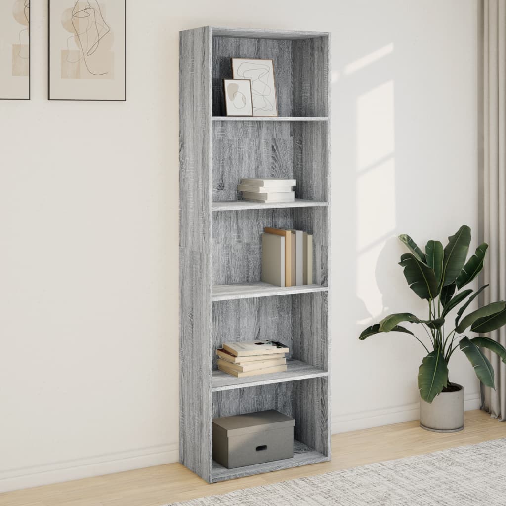 Libreria Grigio Sonoma 60x30x189 cm in Legno Multistrato